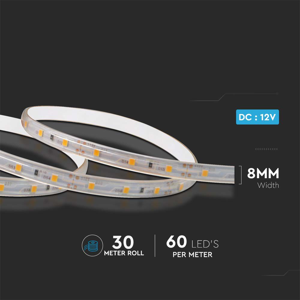 Taśma LED / Barwa:3000K / IP65 / Zasilanie: 12V / Wzmocniony podkład PCB / Rolka:30m