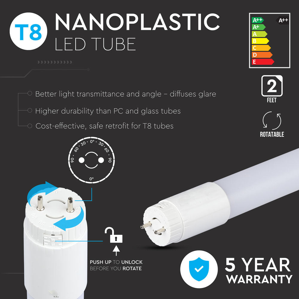 10W T8 Tuba LED plastikowa regulowana (60cm) / Chip SAMSUNG / Barwa:3000K / HIGH LUMENS