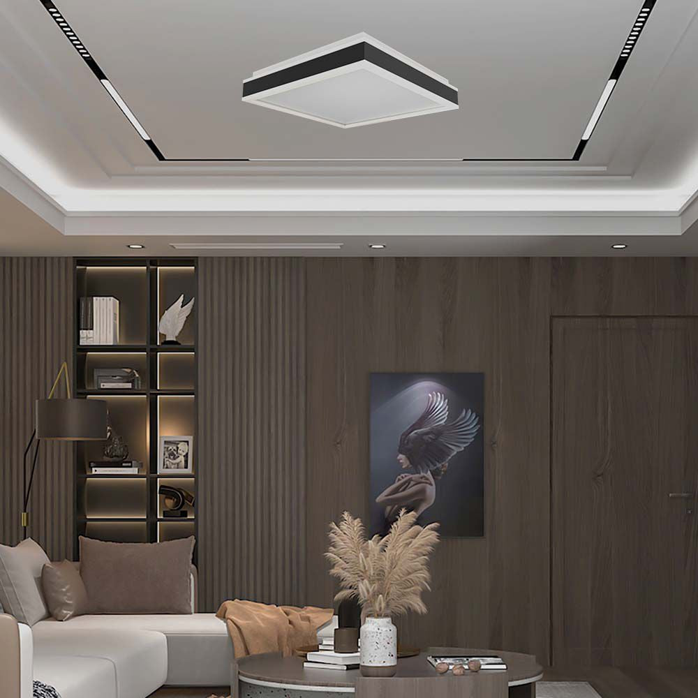 38W Lampa dekoracyjna LED 4000K / Kolor: Czarny / Kształt: Kwadratowy