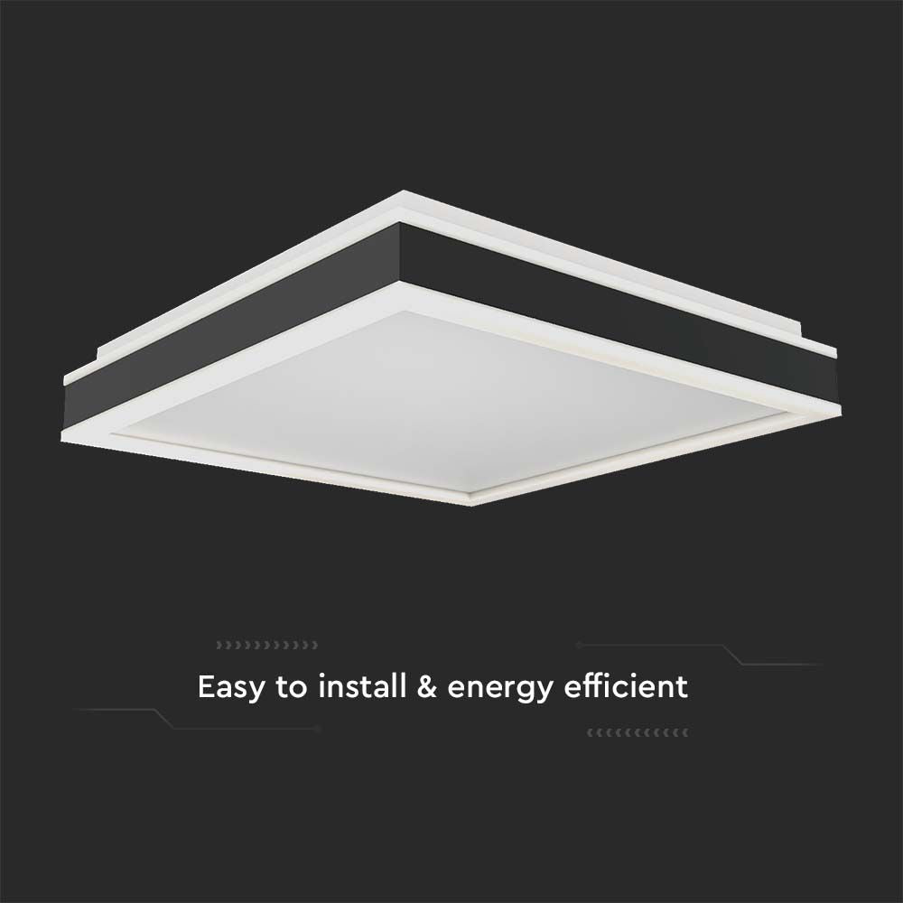 38W Lampa dekoracyjna LED 4000K / Kolor: Czarny / Kształt: Kwadratowy