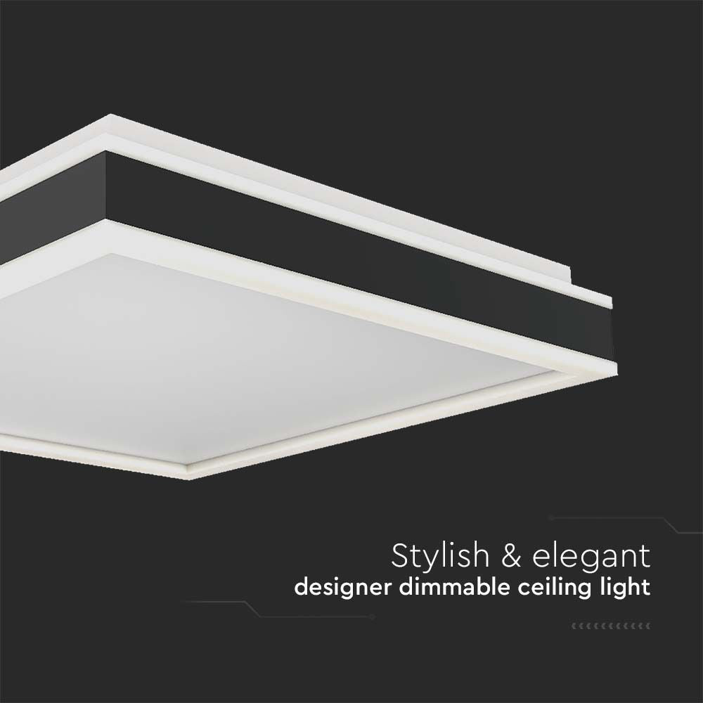 38W Lampa dekoracyjna LED 4000K / Kolor: Czarny / Kształt: Kwadratowy