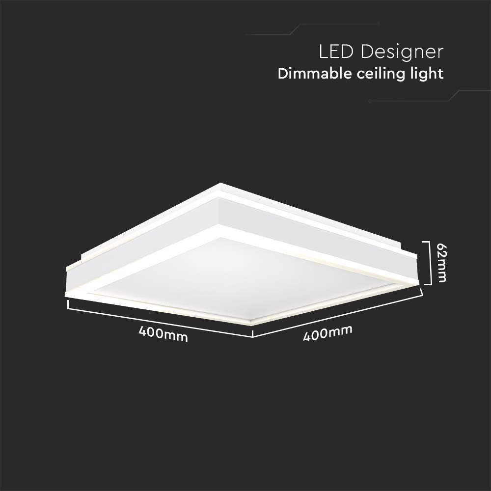 38W Lampa dekoracyjna LED 4000K / Kolor: Biały / Kształt: Kwadratowy