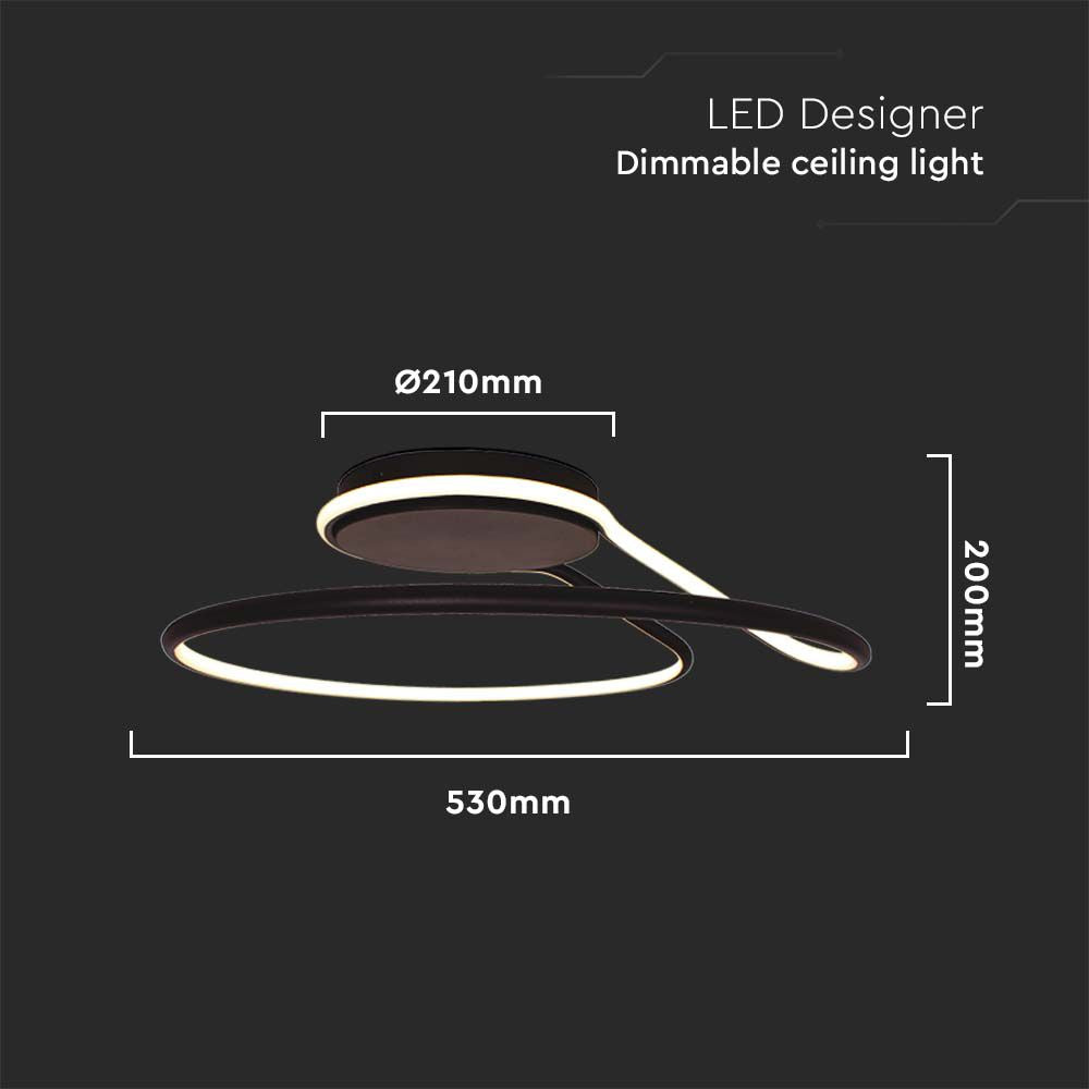 54W Lampa Dekoracyjna LED / Barwa: 4000K / Ściemniana / Czarna