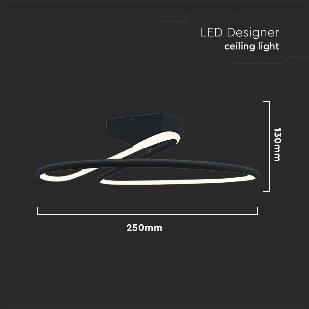 20W Lampa Dekoracyjna LED / Barwa: 4000K / Czarna