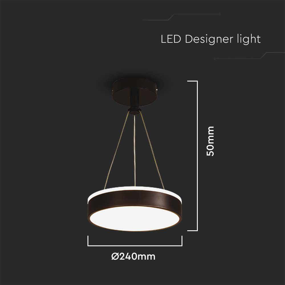 12W Lampa wisząca dekoracyjna LED / Barwa: 4000K/ Kolor: Czarny