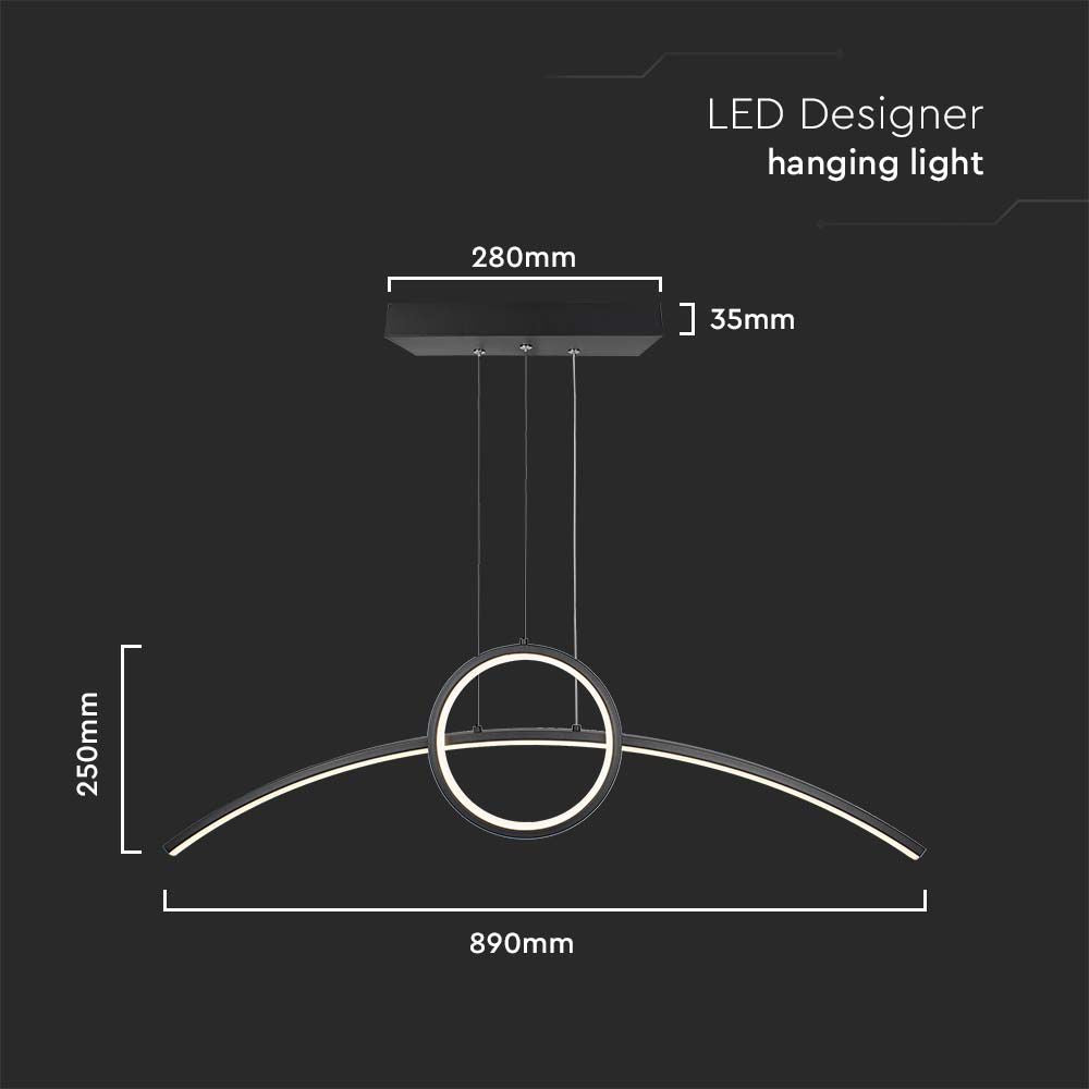 30W Lampa dekoracyjna LED 4000K / Kolor: Czarny