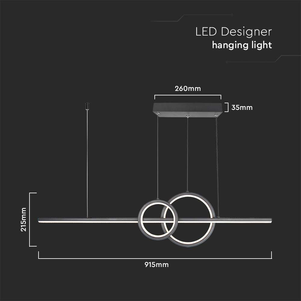 15W Lampa wisząca dekoracyjna LED 4000K / Kolor: Czarny