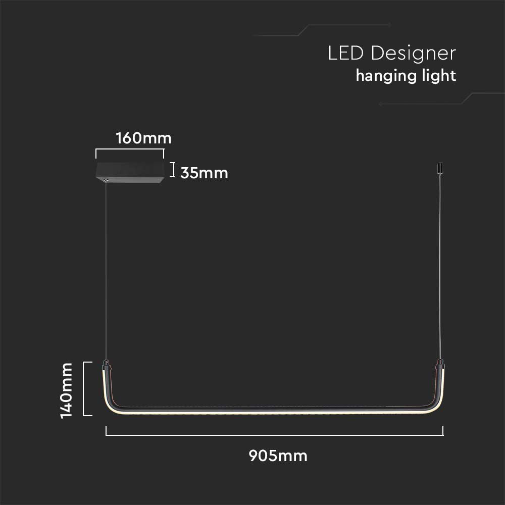 12W Lampa wisząca dekoracyjna LED 4000K / Kolor: Czarny
