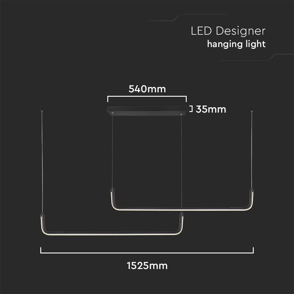 24W Lampa wisząca dekoracyjna LED 4000K / Kolor: Czarny