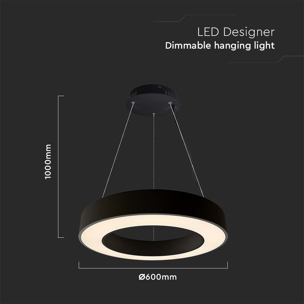 50W Lampa wisząca dekoracyjna LED Triac / Ściemniana / 4000K / Kolor: Czarny