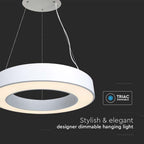 50W Lampa wisząca dekoracyjna LED Triac / Ściemniana / 4000K / Kolor: Biały
