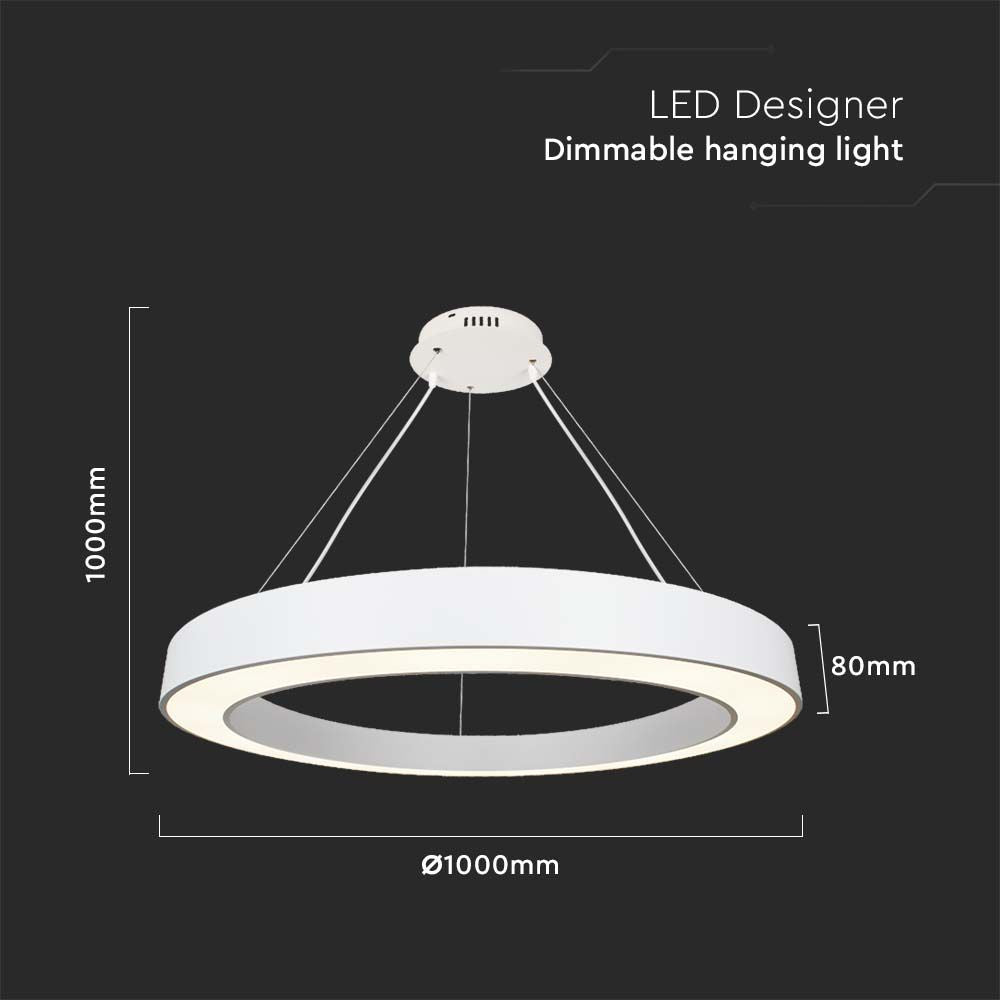 90W Lampa wisząca dekoracyjna LED Triac / Ściemniana / 4000K / Kolor: Biały