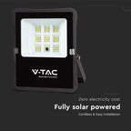6W Naświetlacz LED solarny / Panel z przewodem / Pilot / Barwa:6400K / Obudowa: Czarna