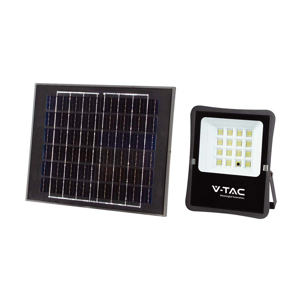 12W Naświetlacz LED solarny / Panel z przewodem / Pilot / Barwa:6400K / Obudowa: Czarna