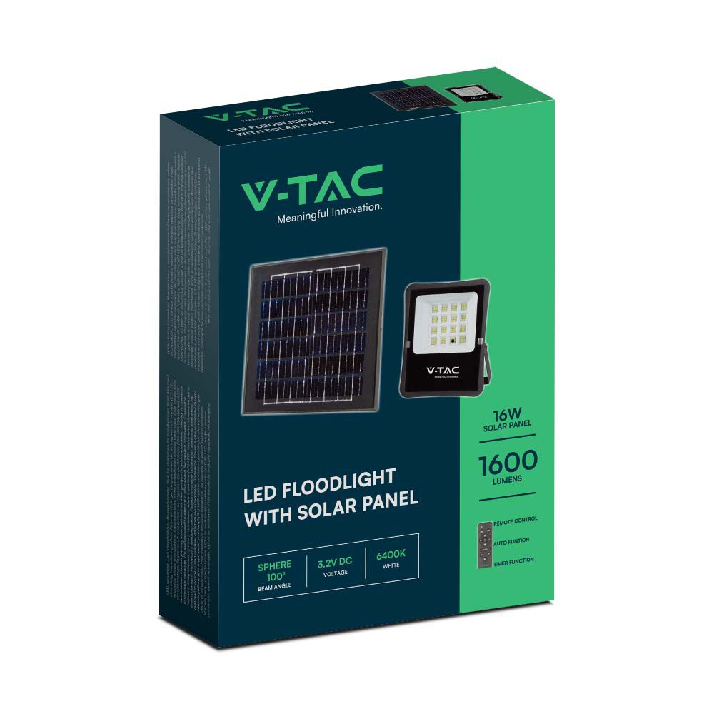 20W Naświetlacz LED solarny / Panel z przewodem / Pilot / Barwa:4000K / Obudowa: Czarna
