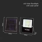 20W Naświetlacz LED solarny / Panel z przewodem / Pilot / Barwa:6400K / Obudowa: Czarna