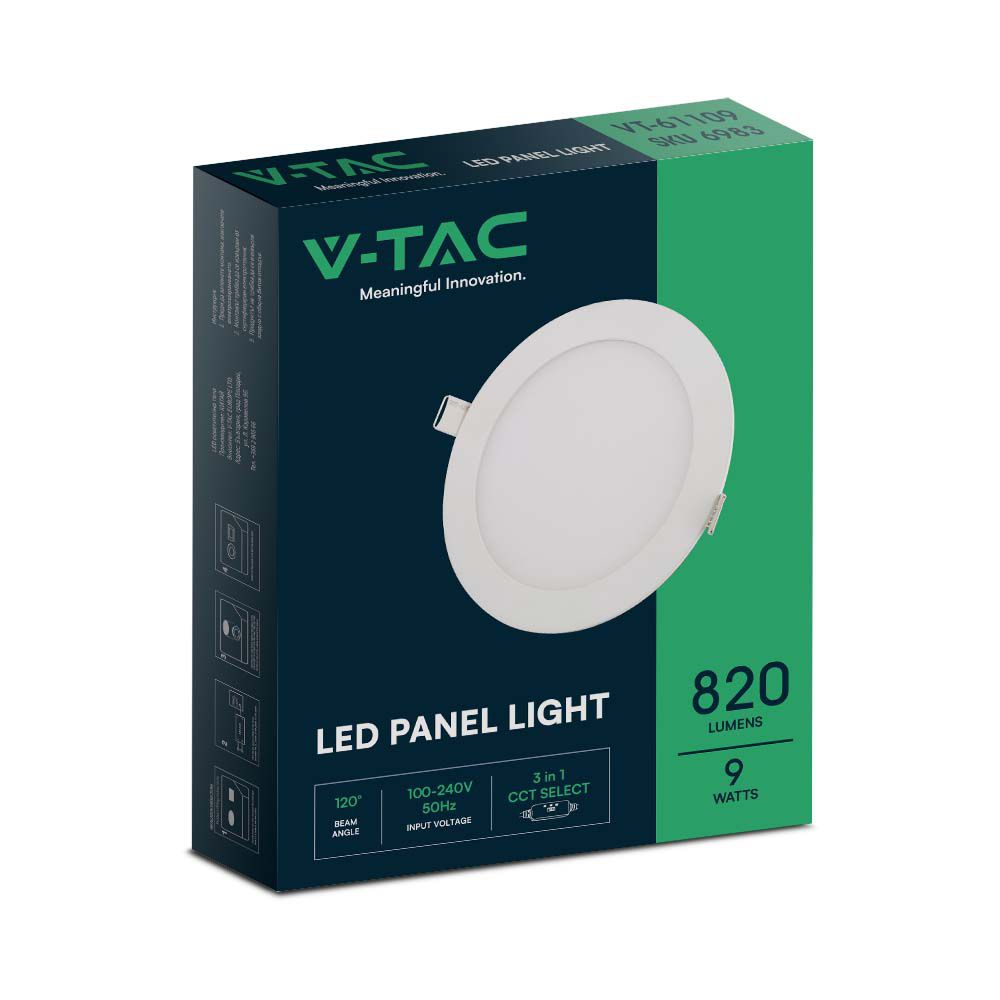9W Panel LED / Barwa:3w1/ Okrągły