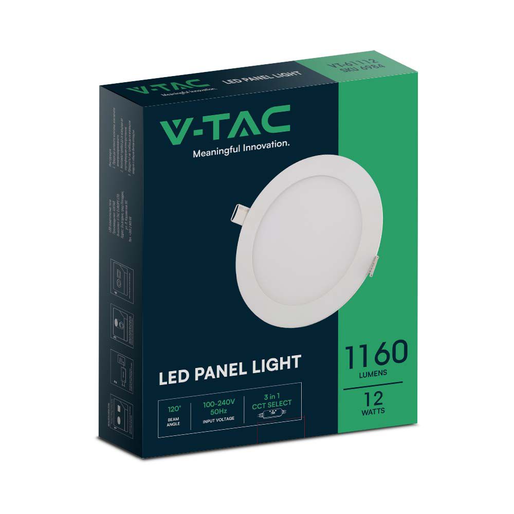 12W Panel LED / Barwa:3w1/ Okrągły