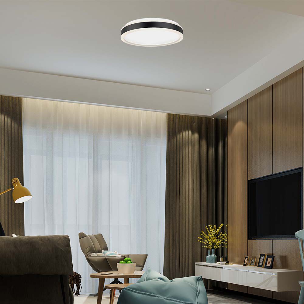 18W Lampa dekoracyjna LED / Barwa: 4000K/ Kolor: Czarny / Kształt: Okrągły