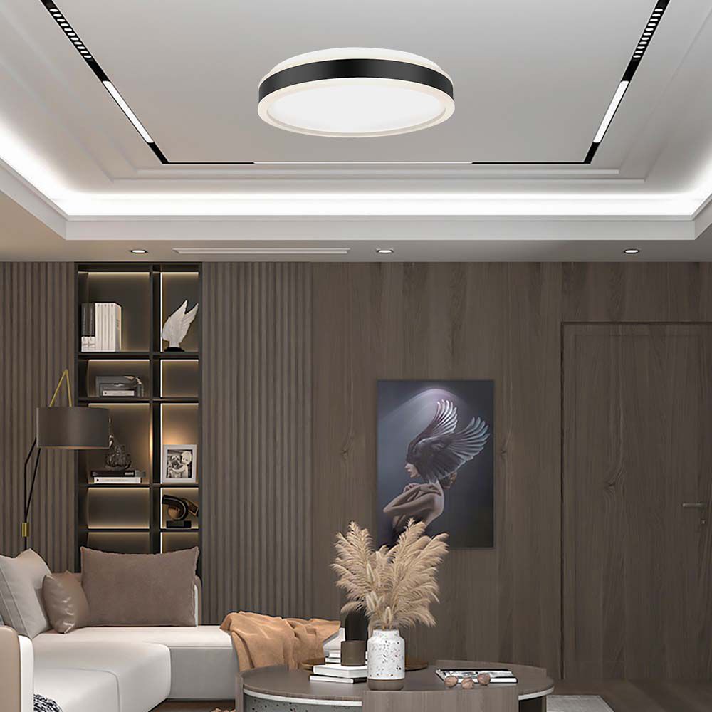 24W Lampa dekoracyjna LED / Barwa: 4000K / Kolor: Czarny / Kształt: Okrągły