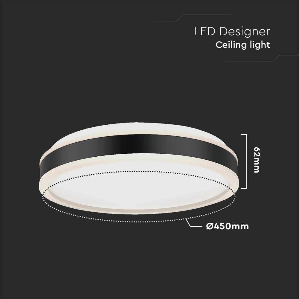 24W Lampa dekoracyjna LED / Barwa: 4000K / Kolor: Czarny / Kształt: Okrągły