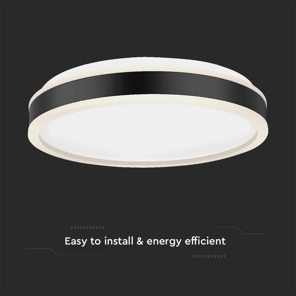 24W Lampa dekoracyjna LED / Barwa: 4000K / Kolor: Czarny / Kształt: Okrągły