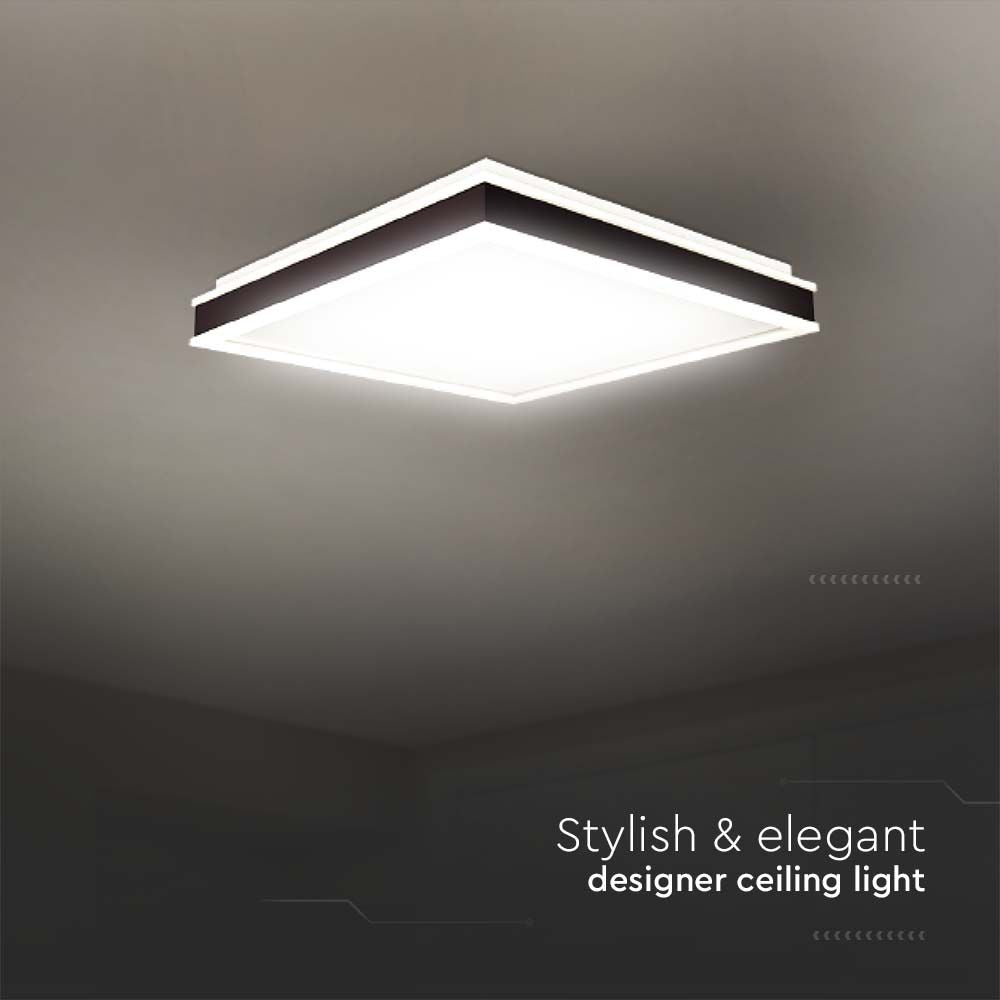 18W Lampa dekoracyjna LED / Barwa: 4000K/ Kolor: Czarny / Kształt: Kwadratowy