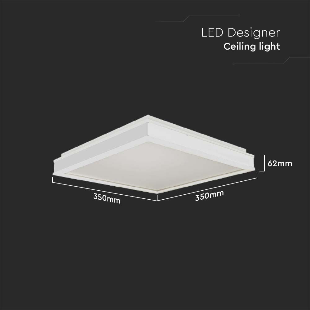 18W Lampa dekoracyjna LED / Barwa: 4000K / Kolor: Biały / Kształt: Kwadratowy