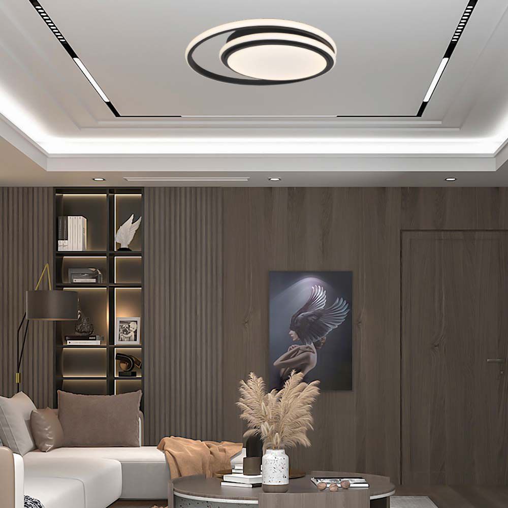 24W Lampa dekoracyjna LED / Barwa: 4000K/ Kolor: Czarny DOUBLE / Kształt: Okrągły
