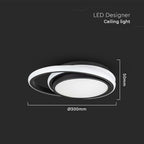 24W Lampa dekoracyjna LED / Barwa: 4000K/ Kolor: Czarny DOUBLE / Kształt: Okrągły