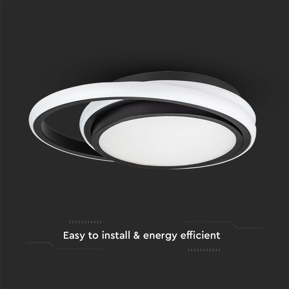 24W Lampa dekoracyjna LED / Barwa: 4000K/ Kolor: Czarny DOUBLE / Kształt: Okrągły