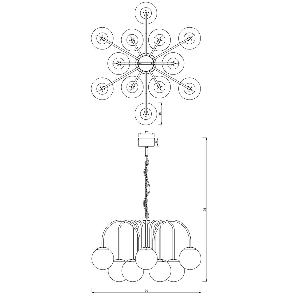 żyrandol Cambridge (smoke glass 2907) black 12xE14