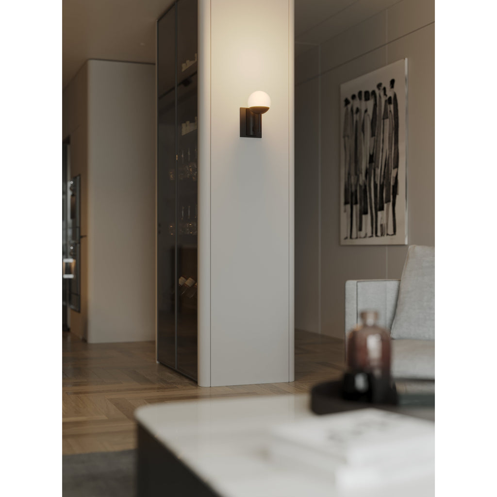Maxlight Kinkiet Dallas - Metal + błyszczące szkło mleczne - Czarny W0255