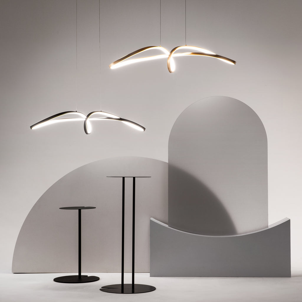 Maytoni Lampa wisząca Curve - Aluminium - Złoty MOD156PL-L52G4K