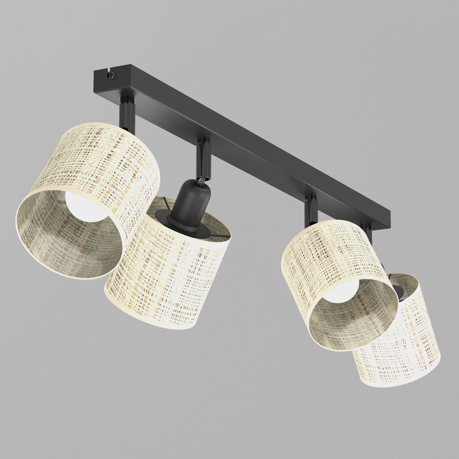 spot Rattan line bar 600 black, shade dia 100, h 100, 4xE27
