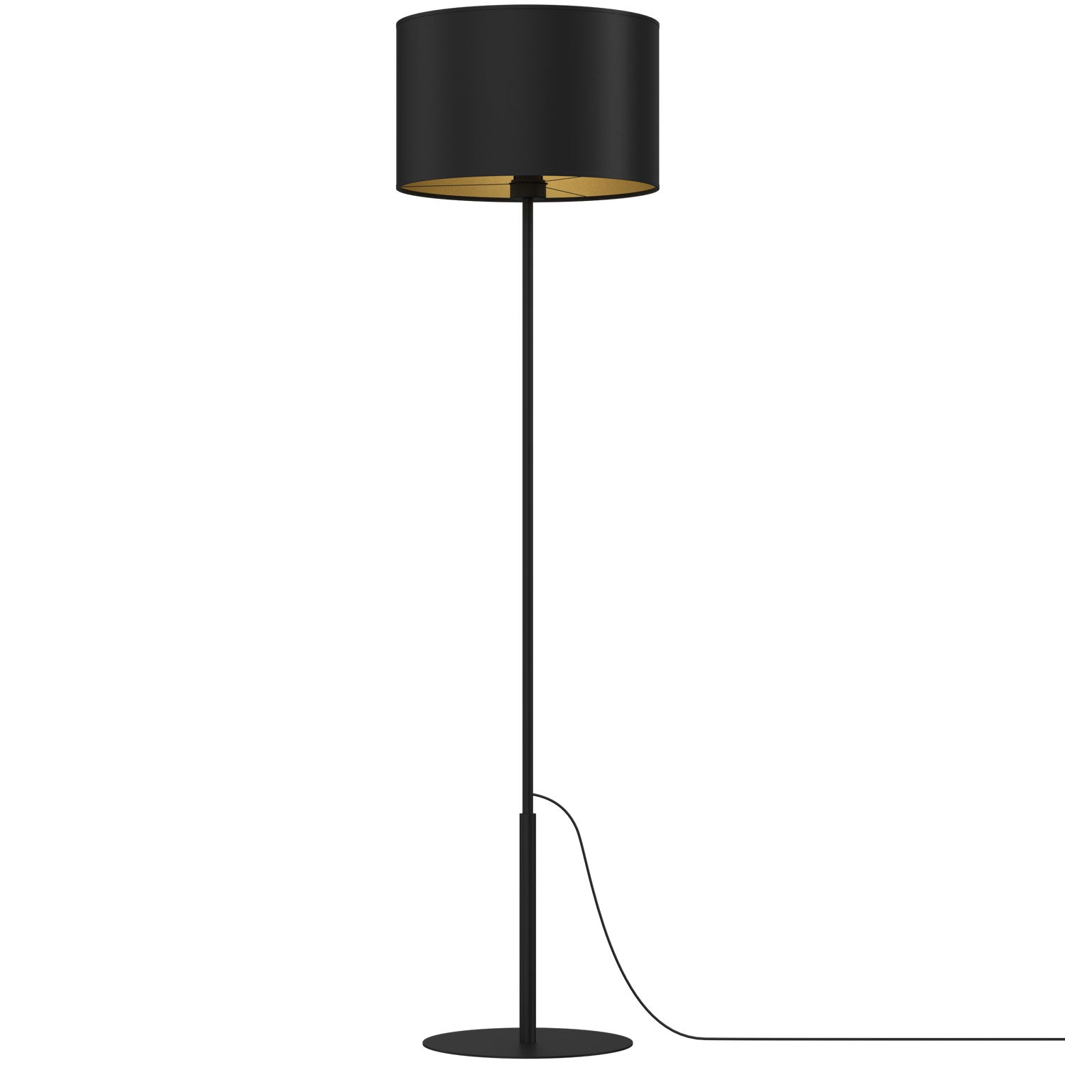 lampa podł. Arden prosta, black, cylinder shade dia 400, h 250 black/gold 1xE27