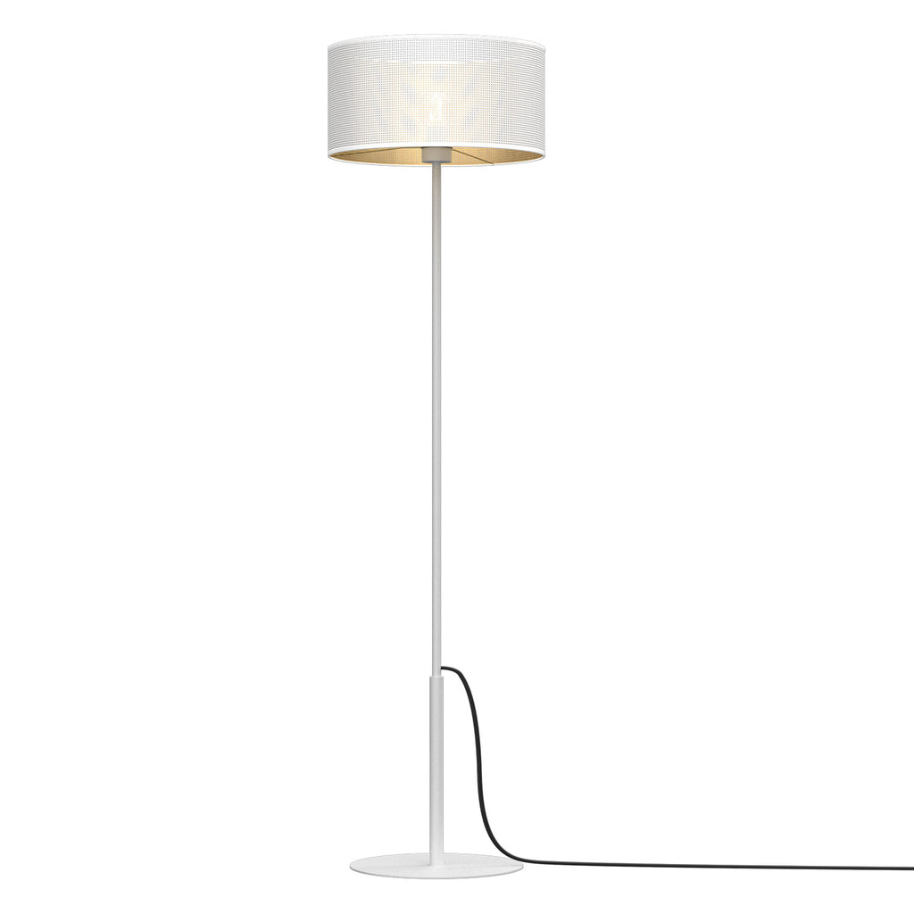 lampa podł. prosta, Loft shade white, cylinder shade dia 400, h 200 white/gold 1xE27