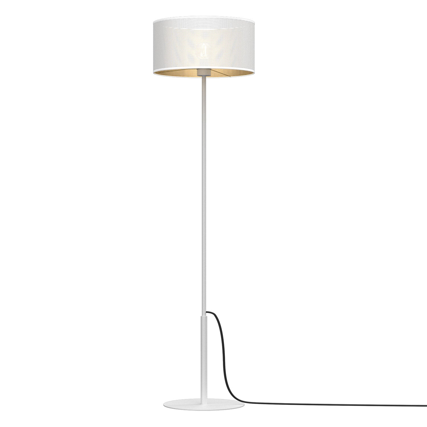 lampa podł. prosta, Loft shade white, cylinder shade dia 400, h 200 white/gold 1xE27