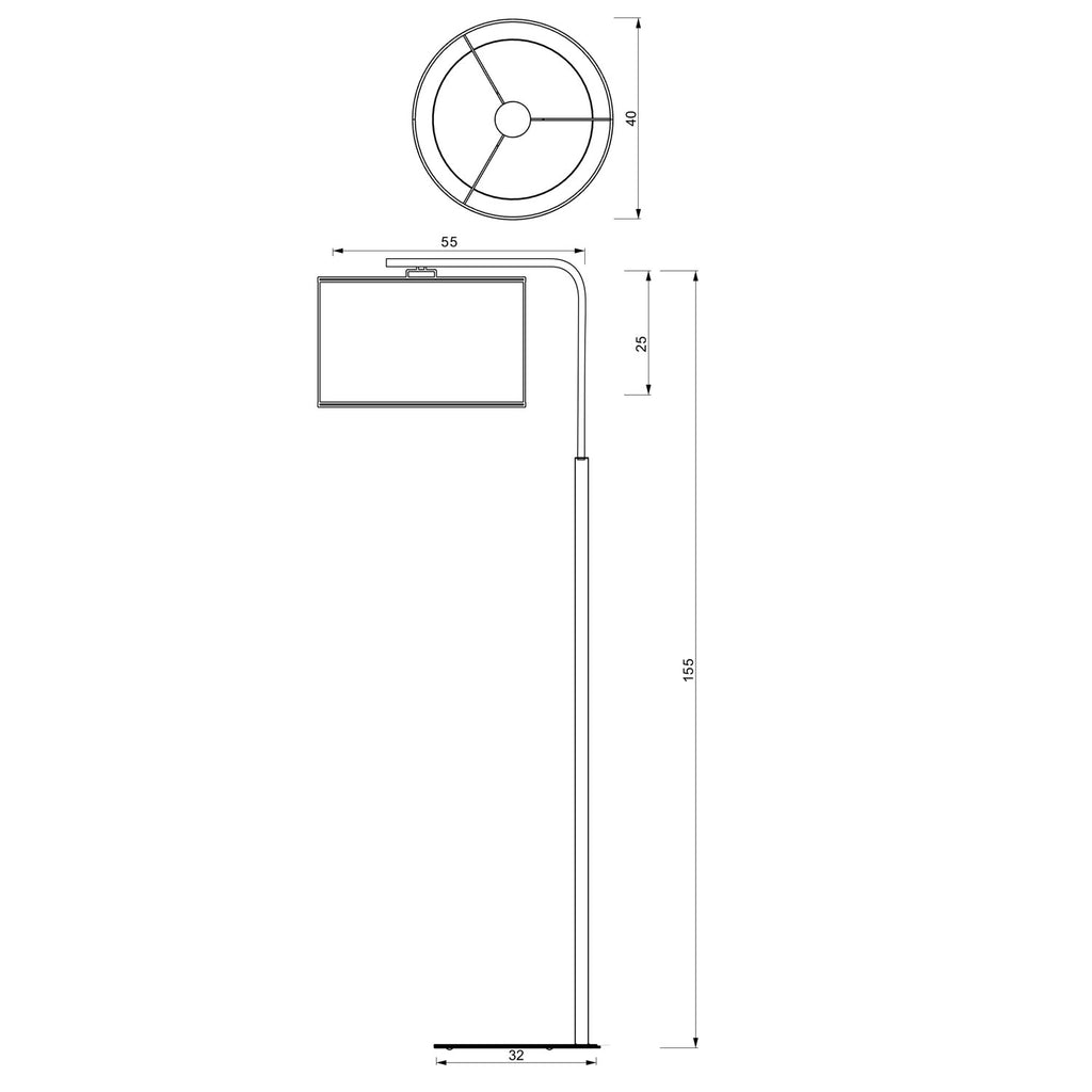 lampa podł. Arden ramię, white, cylinder shade dia 400, h 250 white 1xE27