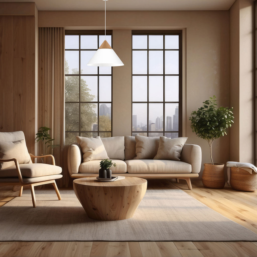 żyrandol Single white/natural wood 1xE27 (Ceryfikat FSC 100%, SGSCH-COC-070615)