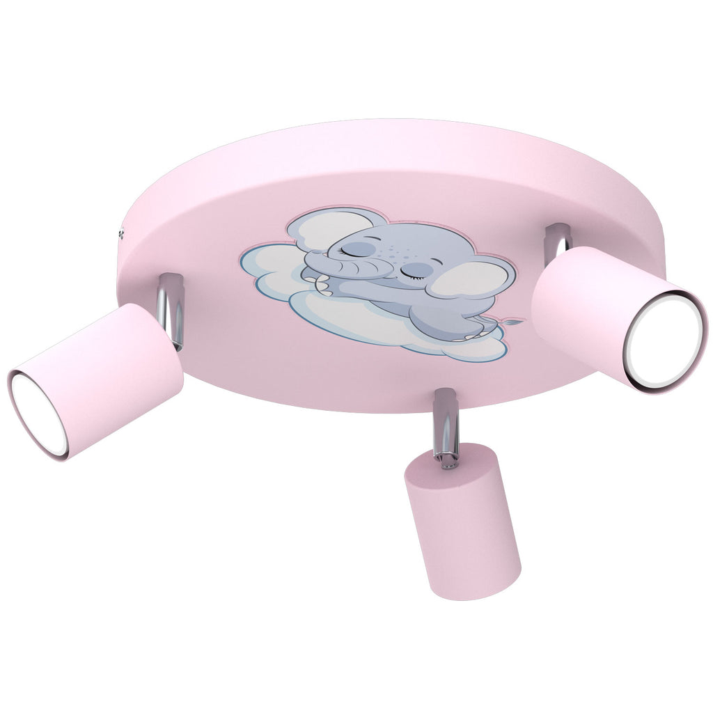spot Fun Night Elelphant pink plate dia 300, 3xGU10
