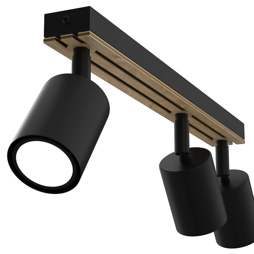 Spot Terra line 400 black/wood/black swivel 3xGU10 (Ceryfikat FSC 100%, SGSCH-COC-070615)