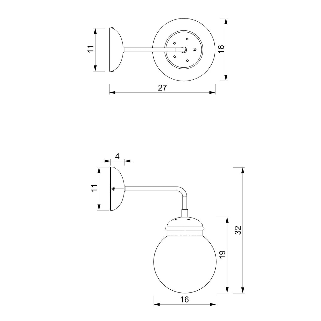 wall lamp Hydro opal glass dia 160 mm 1xE27