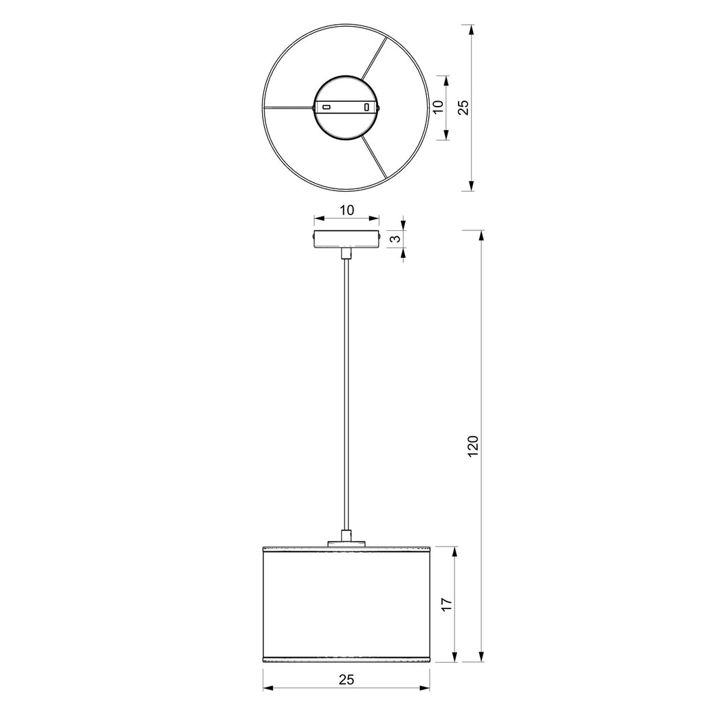żyrandol Loft shade black, cylinder shade dia 250, h 170 black/gold 1xE27