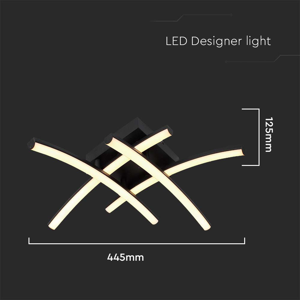 24W Lampa dekoracyjna LED sufitowa / Barwa: 3000K / Kolor: Czarny