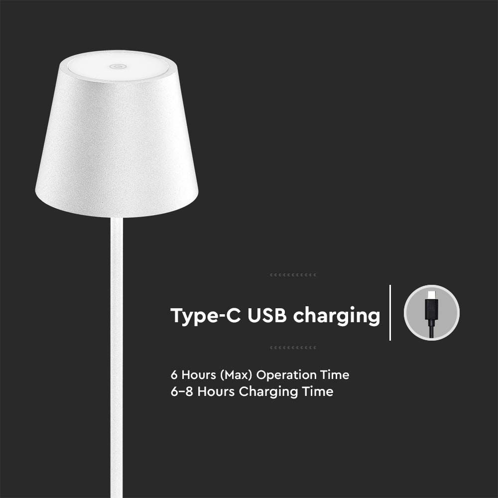 4W Lampa LED / Bateria: 4400mA / Barwa: 3000K / IP54 / Obudowa: Biała
