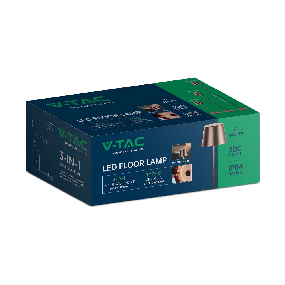 4W Lampa LED / Bateria: 4400mA / Barwa: 3000K / IP54 / Obudowa: Corten