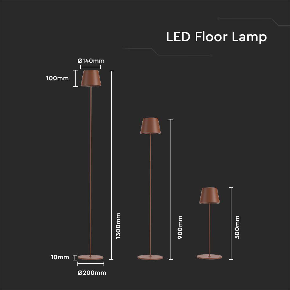 4W Lampa LED / Bateria: 4400mA / Barwa: 3000K / IP54 / Obudowa: Corten