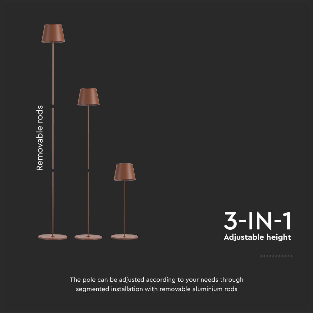 4W Lampa LED / Bateria: 4400mA / Barwa: 3000K / IP54 / Obudowa: Corten