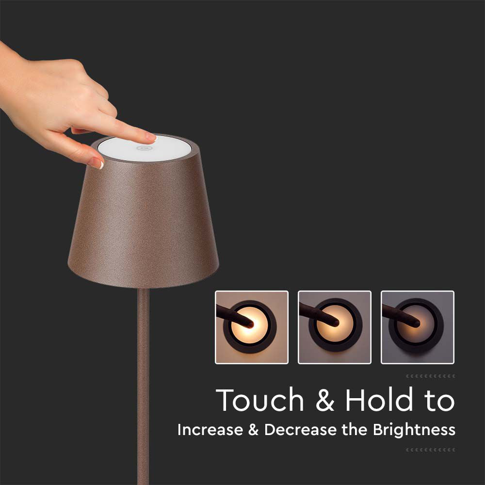 4W Lampa LED / Bateria: 4400mA / Barwa: 3000K / IP54 / Obudowa: Corten
